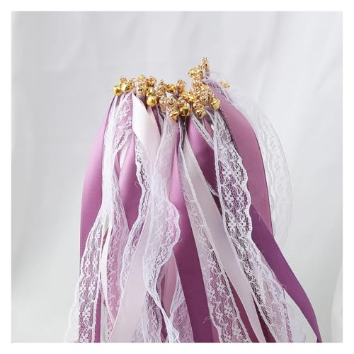 LuoAXINN 10/20/50 stücke Fee Zauberstab Band, Spitze Wirbel & Glocke Hochzeit Cheer Party Requisiten für Hochzeit Geburtstag Feier(Purple,20pcs) von LuoAXINN