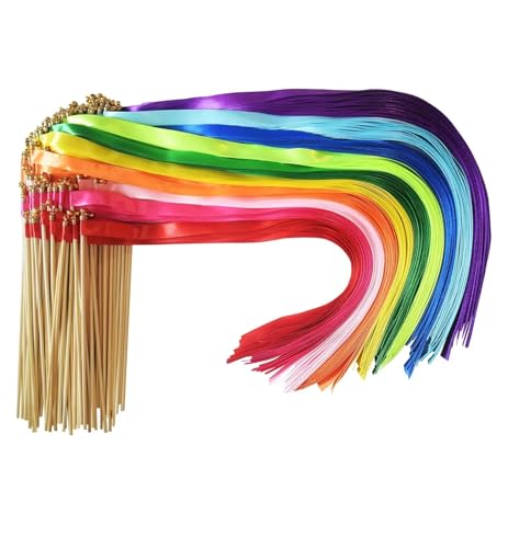 LuoAXINN 100 Stück goldene Glocken-Seidenband-Luftschlangen, Hochzeits-Brautparty-Gastgeschenke und Foto-Requisiten für Hochzeit Geburtstag Feier(Multicolor) von LuoAXINN