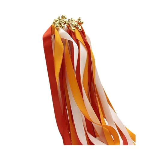 LuoAXINN 25 Stück Hochzeitsstäbe aus Band mit Holzstäben und Glöckchen, handgehaltene Partydekoration für Hochzeit Geburtstag Feier(5) von LuoAXINN