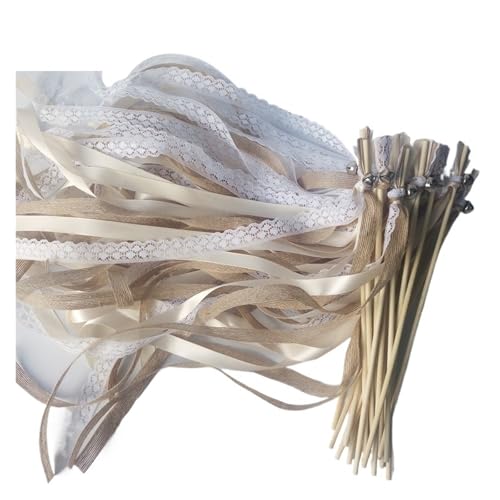 LuoAXINN 30/20/10 Stück Spitzenbandstäbe mit silbernen Glöckchen, Luftschlangenstäbe for Hochzeitsfeiern für Hochzeit Geburtstag Feier(30pcs) von LuoAXINN