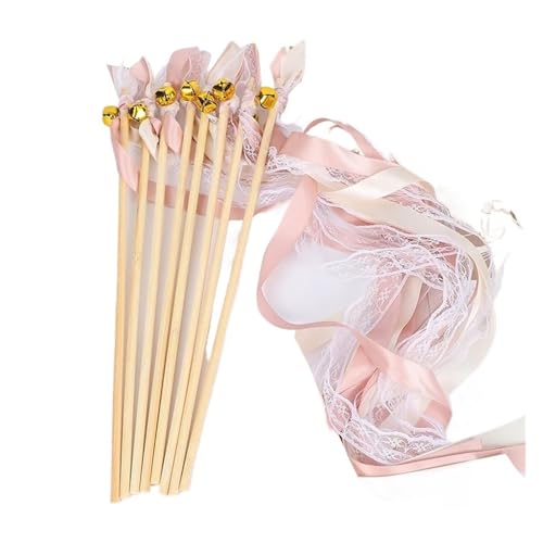 LuoAXINN 30 Stück schmutzabweisende Hochzeitsstäbe aus Spitzenband mit Glöckchen, Dekorationsstäbe Hochzeit Geburtstag Feier(N05) von LuoAXINN