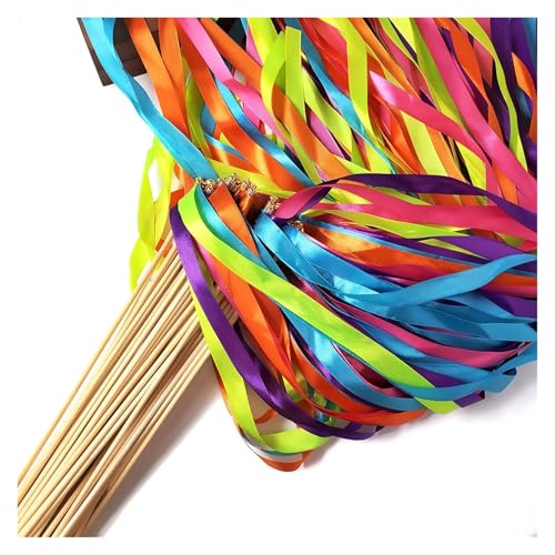 LuoAXINN 50/20 Stück Bunte Bandstäbe mit Glöckchen, Luftschlangen-Dekor for Hochzeiten für Hochzeit Geburtstag Feier(50pcs) von LuoAXINN