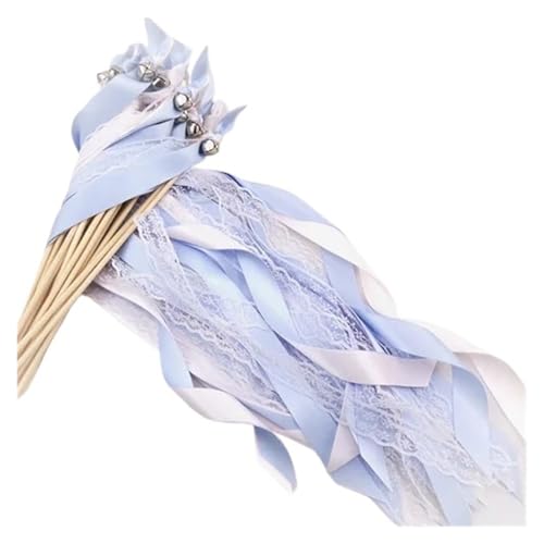 LuoAXINN 50/20 Stück Bunte Hochzeitsstäbe aus gemischten Bändern mit goldenen Glöckchen, schmutzabweisende Stabdekoration für Hochzeit Geburtstag Feier(01,20pcs) von LuoAXINN