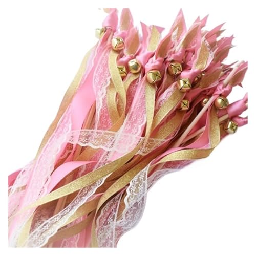 LuoAXINN 50/20 Stück Bunte Hochzeitsstäbe aus gemischten Bändern mit goldenen Glöckchen, schmutzabweisende Stabdekoration für Hochzeit Geburtstag Feier(03,20pcs) von LuoAXINN