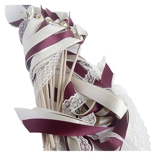 LuoAXINN 50/20 Stück Bunte Hochzeitsstäbe aus gemischten Bändern mit goldenen Glöckchen, schmutzabweisende Stabdekoration für Hochzeit Geburtstag Feier(04,50pcs) von LuoAXINN