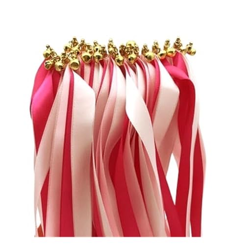 LuoAXINN 50/20 stücke Bunte Band Hochzeit Zauberstäbe Glocken & Luftschlangen for Party Decor für Hochzeit Geburtstag Feier(Pink,20pcs) von LuoAXINN