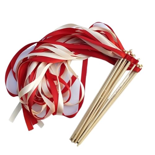 LuoAXINN 50 Stück rote Hochzeitsstäbe mit goldenen Glöckchen for Party- und Feierdekoration für Hochzeit Geburtstag Feier von LuoAXINN