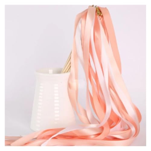 LuoAXINN 50 Stück wirbelnde Bandstäbe for Hochzeiten mit Glöckchen, Rasendekor & Geburtstagsparty-Zubehör für Hochzeit Geburtstag Feier(Light Pink) von LuoAXINN