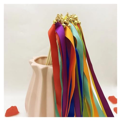 LuoAXINN 50 Stück wirbelnde Bandstäbe for Hochzeiten mit Glöckchen, Rasendekor & Geburtstagsparty-Zubehör für Hochzeit Geburtstag Feier(Multi) von LuoAXINN