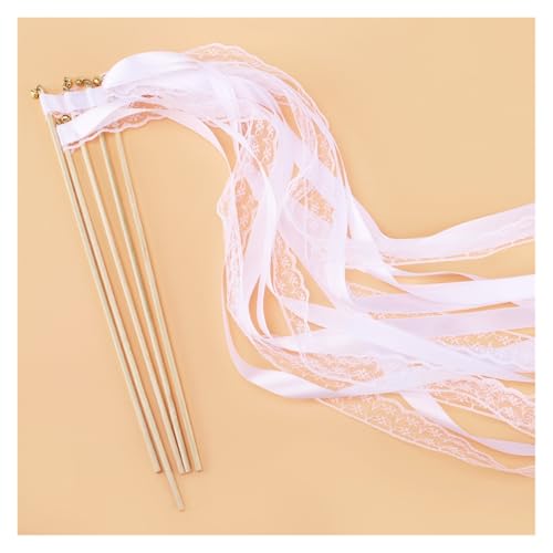 LuoAXINN Feen-Stab mit Glöckchen und wirbelnden Spitzenbändern, Gastgeschenke for Hochzeitsfeiern für Hochzeit Geburtstag Feier(Pure White,50PCS) von LuoAXINN