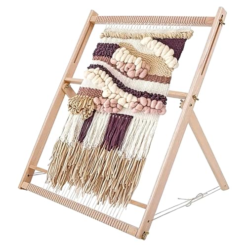 LuoAXINN Großes Webstuhl-Set aus massivem Buchenholz, zusammenklappbar, verstellbar, gewebter Wandkunst-Webstuhl for Wandteppiche/Bodenmatten/Schals, Handstrickrahmen für Anfänger von LuoAXINN