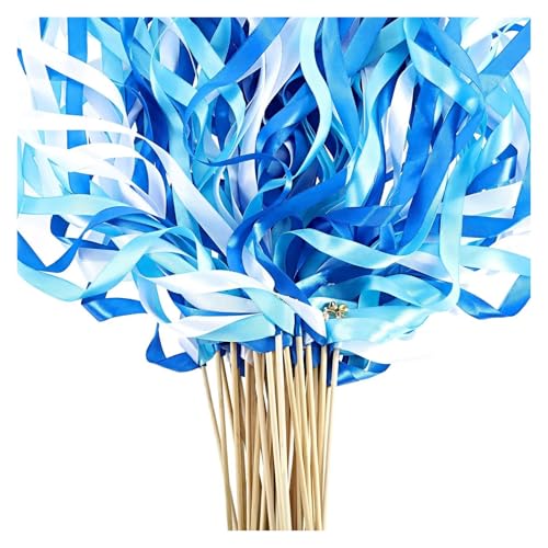 LuoAXINN Luftschlangen aus Seidenbändern mit Glöckchen, Feenstäben for Gastgeschenke und Dekorationen bei Hochzeitsfeiern für Hochzeit Geburtstag Feier(Blue,200PCS) von LuoAXINN