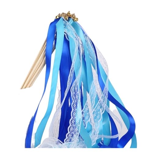 LuoAXINN White Lace Ribbon Wands with Golden Silver Bells, Fairy Streamer Stick for Wedding Party für Hochzeit Geburtstag Feier(Color1,50pcs) von LuoAXINN