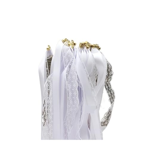 LuoAXINN Zauberstäbe aus Bändern, Feenstäbe mit Spitzenbändern und goldenen/silbernen Glöckchen for Hochzeitsfeiern für Hochzeit Geburtstag Feier(B) von LuoAXINN