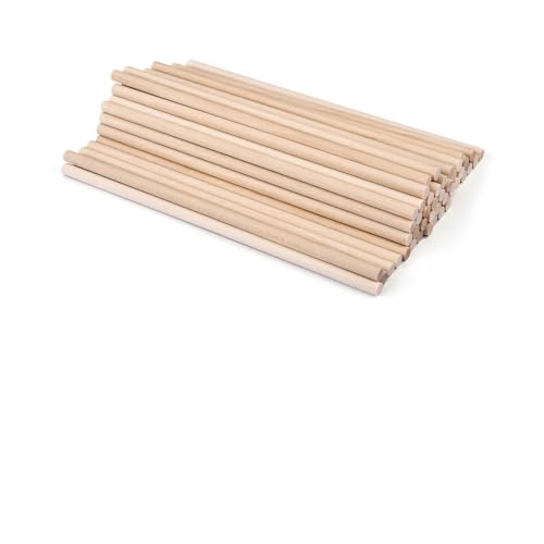 Runder Holzstab for Basteln, Essen, DIY, Dübel, Bauen, Modell, Holzbearbeitungswerkzeug für Holzbau-Stöcke(15cmx5mm 50pcs) von LuoAXINN