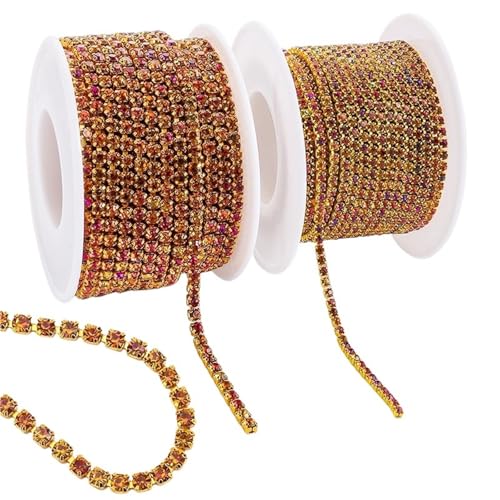Strass Trim Cup Kette Gold Diamant Dekorative Applikation Kristall Besätze for Kleider für DIY Kunst Kleidung Hochzeit Party Dekoration(Color 4,2Yards) von LuoAXINN
