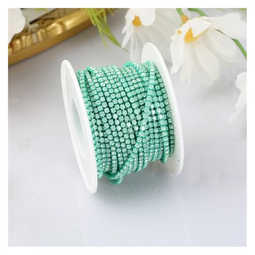 Strassbesatz Cup Chain Glitter Opal Strass Kette Nähen Applique Kristallbesatz for Kleider für DIY Kunst Kleidung Hochzeit Party Dekoration(Color 10,10YARDS_3MM) von LuoAXINN