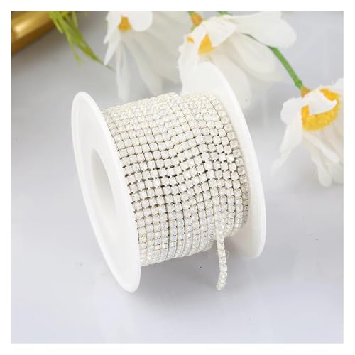 Strassbesatz Cup Chain Glitter Opal Strass Kette Nähen Applique Kristallbesatz for Kleider für DIY Kunst Kleidung Hochzeit Party Dekoration(Color 9,2YARDS_2MM) von LuoAXINN