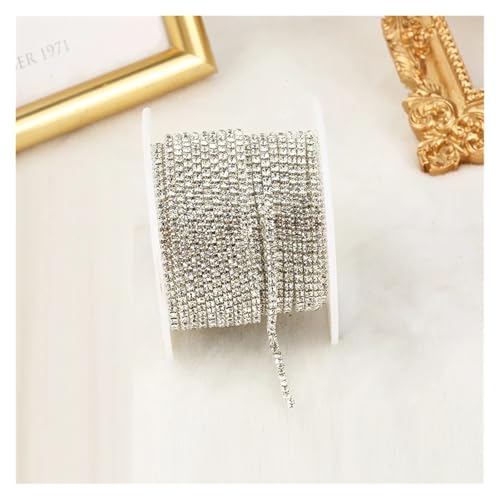 Tassenkette mit Strasssteinen aus klarem Kristall for Aufnähen von Strassbesatz for DIY-Kleidung, Basteln für DIY Kunst Kleidung Hochzeit Party Dekoration(Color 1,5YARDS_2.5MM) von LuoAXINN