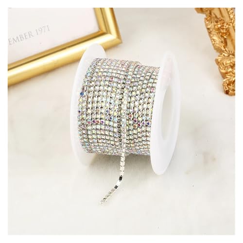 Tassenkette mit Strasssteinen aus klarem Kristall for Aufnähen von Strassbesatz for DIY-Kleidung, Basteln für DIY Kunst Kleidung Hochzeit Party Dekoration(Color 2,5YARDS_3MM) von LuoAXINN