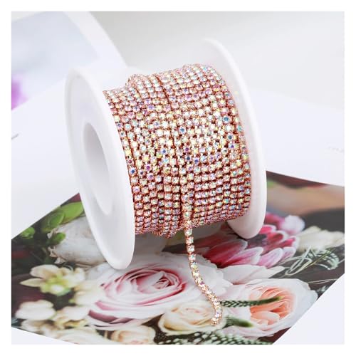 Tassenkette mit Strasssteinen aus klarem Kristall for Aufnähen von Strassbesatz for DIY-Kleidung, Basteln für DIY Kunst Kleidung Hochzeit Party Dekoration(Color 4,10YARDS_1.5MM) von LuoAXINN