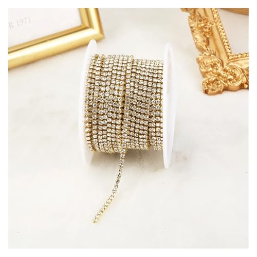 Tassenkette mit Strasssteinen aus klarem Kristall for Aufnähen von Strassbesatz for DIY-Kleidung, Basteln für DIY Kunst Kleidung Hochzeit Party Dekoration(Color 7,1YARD_2MM) von LuoAXINN