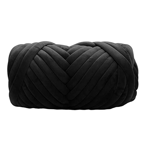 LuoShaiu 250 g grob gesponnenes Baumwoll-Polyestergarn, handgewebtes Garn Dicke Wolle(Black) von LuoShaiu