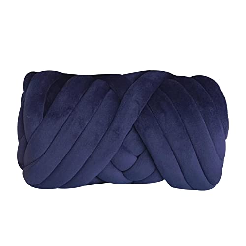 LuoShaiu 250 g grob gesponnenes Baumwoll-Polyestergarn, handgewebtes Garn Dicke Wolle(DEEP BLUE) von LuoShaiu