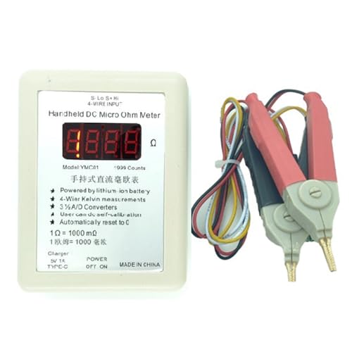Luobannm Milliohmmeter DC Milliohmmeter 0.01-19.99Ω 20R Vierdraht-Kelvin-Messung Niedriger Widerstand Drahtwiderstand-Detektion Große Klemme von Luobannm