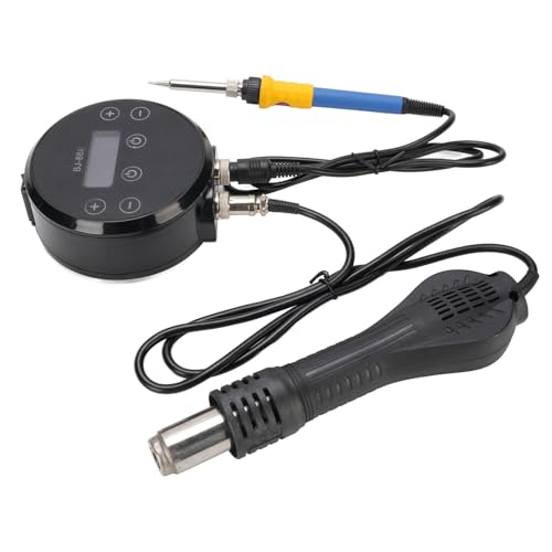 Luocute 2 in 1 Lötkolben-Station-Kit, Digital Anzeige Heißluft-Nacharbeit Station mit 3 Heißluft Düsen, Intelligente Temperatur Regelung für Elektronik (EU-Stecker 220V) von Luocute