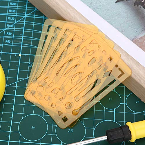 Luocute Multipurpose Engineering -Zeichnungsvorlagenmuster -Lineal mit 10 Löchern, die Schutzschild, Langlebig, Leicht zu Modifizierende Linien, Passt zu Verschiedenen Größen und Stilen, (ORANGE) von Luocute