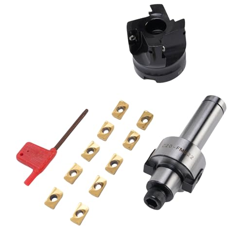 Luocute Schaumende Mahlen Cutter, 400R 50 22 4t Gesichtsendmühle Set 4 Flötengesichtsmühlenschneider mit 10 APMT1604 Carbid -Einsätzen für CNC -Drehmaschine für Hochleistungs -CNC von Luocute