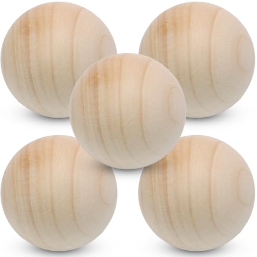 Luomorgo 5 Stück 5,1 cm unlackierte natürliche Holzkugeln – runde Hartholzkugeln für Bastelprojekte Luomorgo 5 Stück 5,1 cm unlackierte natürliche Holzkugeln – runde Hartholzkugeln für Bastelprojekte von Luomorgo