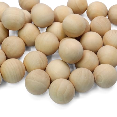 Luomorgo 50 Stück 2,5 cm unlackierte natürliche Holzkugeln – runde Hartholzkugeln für Bastelprojekte Luomorgo 50 Stück 2,5 cm unlackierte natürliche Holzkugeln – runde Hartholzkugeln für Bastelprojekte von Luomorgo