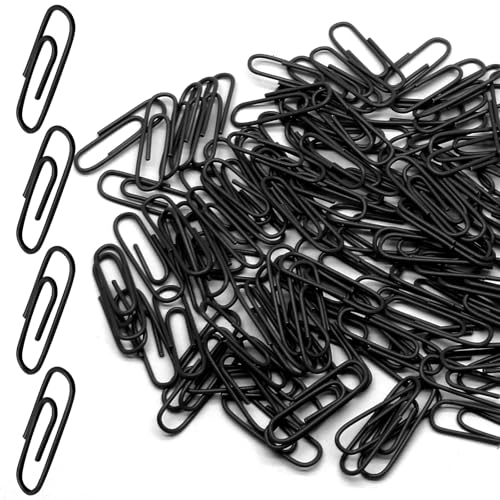 Luomorgo Büroklammern, Vinyl, beschichtet, Metall, für Büro, Schule, Zuhause, Lesezeichen und Dokumenten-Organizer, 28 mm, Schwarz, 120 Stück Luomorgo Büroklammern, Vinyl, beschichtet, Metall, für Büro, Schule, Zuhause, Lesezeichen und Dokumenten-Organizer, 28 mm, Schwarz, 120 Stück von Luomorgo