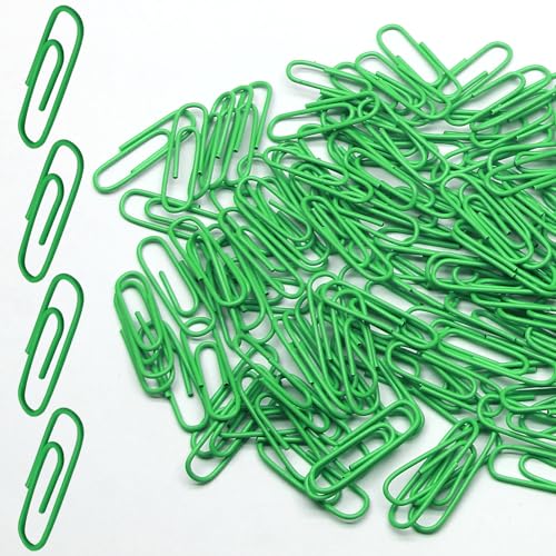 Luomorgo Büroklammern, Vinyl, beschichtet, Metall, für Büro, Schule, Zuhause, Lesezeichen und Dokumenten-Organizer, Grün, 28 mm, 120 Stück von Luomorgo