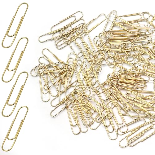 Luomorgo Büroklammern aus Vinyl, beschichtet, Metall, für Büro, Schule, Zuhause, Lesezeichen und Dokumenten-Organizer, goldfarben, 33 mm, 120 Stück Luomorgo Büroklammern aus Vinyl, beschichtet, Metall, für Büro, Schule, Zuhause, Lesezeichen und Dokumenten-Organizer, goldfarben, 33 mm, 120 Stück von Luomorgo