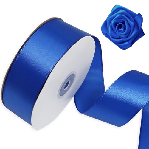 Luomorgo Satinband, 3,8 cm (1 1/2 Zoll), 45,7 m, Königsblau, Satinband, Stoffband für Geschenkverpackungen, Blumenstrauß, DIY, Handwerk, Nähen, Hochzeit, Geburtstag, Party-Dekorationen von Luomorgo