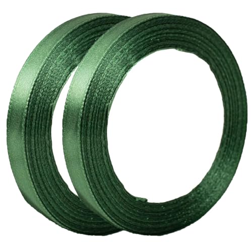 Luoqun88 Satinband, 10 mm Geschenkband, 22 m Bänder für Geschenkverpackungen, weiches Stoffband zum Basteln, Hochzeits- und Geburtstagsdekoration, Haarschleifenbänder (Drak Green, 2 Stück) von Luoqun88