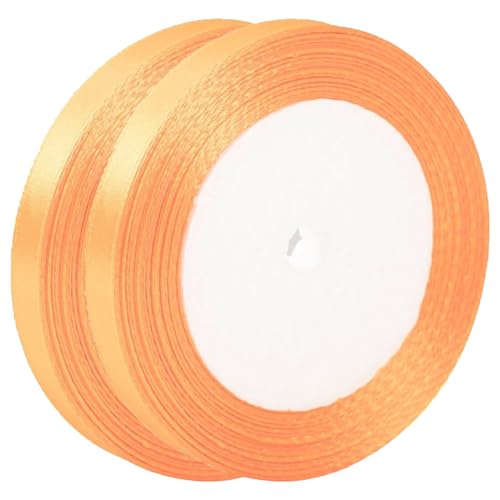 Luoqun88 Satinband, 10 mm Geschenkpapier, 22 m Bänder für Geschenkverpackungen, weiches Stoffband zum Basteln, Hochzeits- & Geburtstagsdekoration, Haarschleifenbänder (Orange, 2 Stück) von Luoqun88