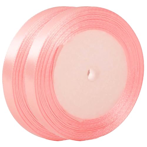 Luoqun88 Satinband, 10 mm Geschenkpapier, 22 m Bänder für Geschenkverpackungen, weiches Stoffband zum Basteln, Hochzeits- & Geburtstagsdekoration, Haarschleifenbänder (Rosa, 2 Stück) von Luoqun88