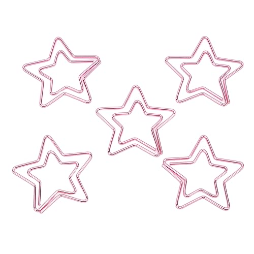 100 Stück Sternförmige Büroklammern mit Transparenter Box, Stern-Mond-Büroklammer, Kreatives Metall, Rosa Büroklammern für die Organisation von Bürodokumenten, Akten 100 Stück Sternförmige Büroklammern mit Transparenter Box, Stern-Mond-Büroklammer, Kreatives Metall, Rosa Büroklammern für die Organisation von Bürodokumenten, Akten von Luqeeg