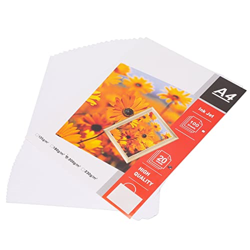 A4 Drucker-Fotopapier, Mattes Fotopapier für Tintenstrahldrucker, Glänzendes Druckerpapier für Fotodruck, Dokumentenproduktion, 8,3 X 11,7 Zoll, 20 Blatt, Hochweiß A4 Drucker-Fotopapier, Mattes Fotopapier für Tintenstrahldrucker, Glänzendes Druckerpapier für Fotodruck, Dokumentenproduktion, 8,3 X 11,7 Zoll, 20 Blatt, Hochweiß von Luqeeg