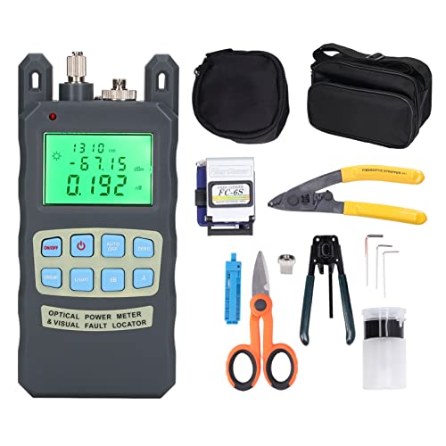 FTTH Glasfaser Toolkit, 3-in-1 Kit für Glasfaser Terminierungswerkzeuge mit Optischem Leistungsmesser Glasfaser Cleaver Glasfaser -Stripper Miller Klemme mit drei Mündungen Faserlängenfixierer FTTH Glasfaser Toolkit, 3-in-1 Kit für Glasfaser Terminierungswerkzeuge mit Optischem Leistungsmesser Glasfaser Cleaver Glasfaser -Stripper Miller Klemme mit drei Mündungen Faserlängenfixierer von Luqeeg