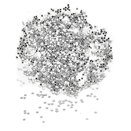 Luqeeg 50 Gramm 3mm Sternenflocken, Loch Weniger Sternform Pailletten Schönheitsgesichtsaufkleber, Silber und Glitzer Winziger Spottisch Konfetti für DIY Birthday Party Kleidung (SILVER) von Luqeeg