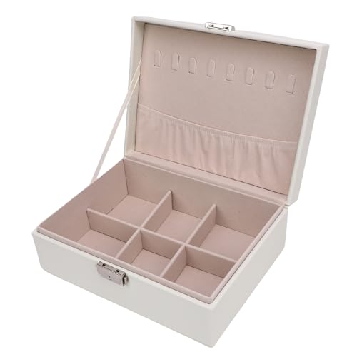 Luqeeg Schmuckschatulle, 2 Schicht Leder -Schleusen -Schmuck Organizer mit Schmucktablettschlüssel, Halskette, Ring, Armbänder, Ohrringe Aufbewahrungskoffer, Schmuckkoffer für Frauen, Mädchen Luqeeg Schmuckschatulle, 2 Schicht Leder -Schleusen -Schmuck Organizer mit Schmucktablettschlüssel, Halskette, Ring, Armbänder, Ohrringe Aufbewahrungskoffer, Schmuckkoffer für Frauen, Mädchen von Luqeeg