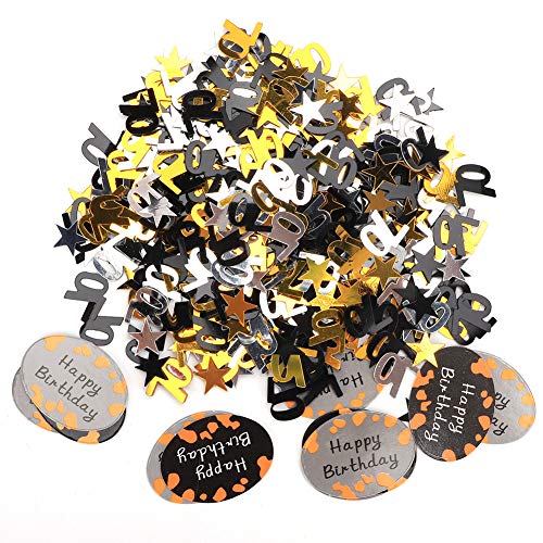 Luqeeg Wirfkonfetti, Tischkonfetti mit Eleganter und Stilvoller, Glatte Oberfläche, Abgerundete Kante für Esstische, Buffet -Schreibtisch, (70 Schwarz Gold- und Silbergeburtstagsnummern) von Luqeeg