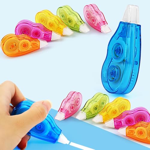 Lureshine 12 Stück Korrekturroller Korrekturmaus,4mx 5 mm Korrekturbänder Set Mini mit Schutzkappe von Lureshine