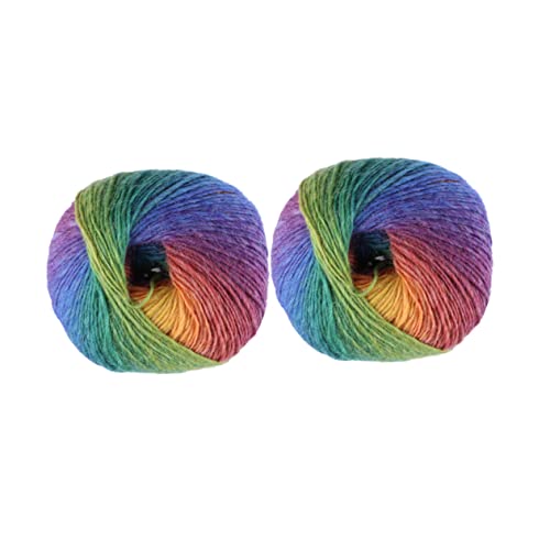 1 Satz Baumwollgarn Regenbogenfarbenes Strickgarn Für Häkeln Und Handarbeiten Für Mützen Schals Pullover Und Diy Projekte 2 Stück von Lurrose
