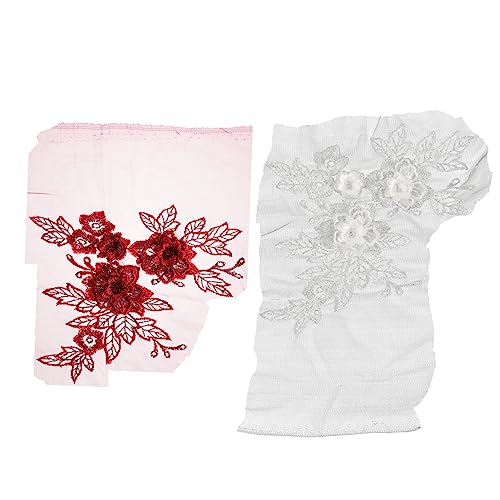 2 Stück Farbige Applikationen Bestickte Stoff Patches für Kleidung Taschen Diy Handwerk Hochwertige Stickerei Aufnäher und Weinrot von Lurrose
